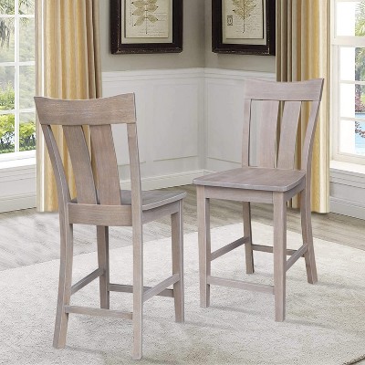 Elegant Coal & White Solid Wood Counter Stool 24" Seat Height