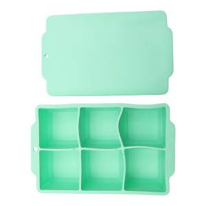 Unique Bargains 6-Cavity Square Ice Tray with Color-Matched Lid Hand Wash Only Silicone 7.09"x4.53"x2.17" 1 Pc - 1 of 3