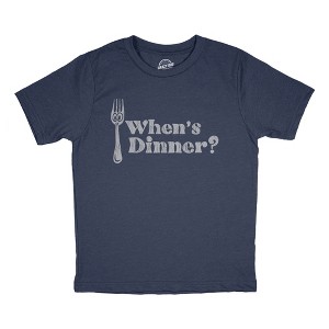 Youth Funny T Shirts Whens Dinner Sarcastic Eating Graphic Novelty Tee for Kids - Crazy Dog Youth T Shirt For Foodies - 1 of 4