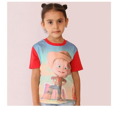 Girls Kids Official Masha And The Bear White Short Sleeve T Shirt Top 