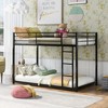 Okak 77.1IN Twin-Over-Twin Size Metal Floor Bunk Bed, Twin Bed with Ladder and Safety Guardrail, Kids Bunk Beds for Bedroom, Dormitory, Black - 3 of 4