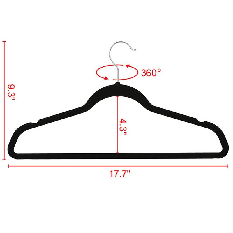 Yaheetech 100pcs Velvet Hangers With Tie Bar Flocked Non Slip 360° Swivel Hook, 4 of 8