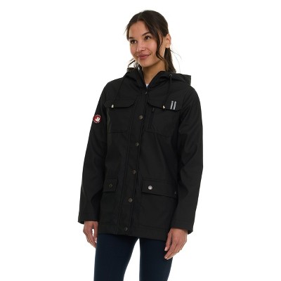 Canada Weather Gear Women's Waterproof Rain Coat with Hood – Lightweight Outdoor Rain Jacket with Front Pockets & Snap Closure