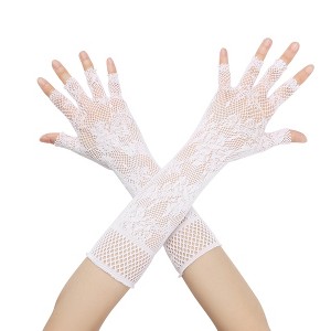 INSPIRE CHIC Women's Fishnet Elastic Mesh Half Finger Gloves 1 Pair - 1 of 4