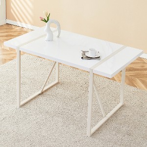 NicBex Modern Rustic Industrial Rectangular Dining Table for 4-6, Kitchen Table with 1.5" Thick Tabletop & Metal Legs, Desk for Kitchen Dining Room - 1 of 4