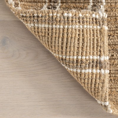 Handmade Natural and Ivory Striped Jute Rectangular Area Rug