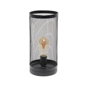 Creekwood Home Industrial Mesh Cylinder Table Lamp Black - 1 of 4