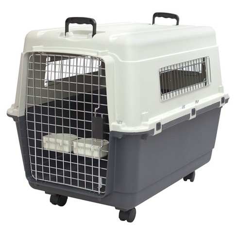 Pet Life Capacious Dual-expandable Wire Folding Collapsible Travel Dog  Crate - Gray : Target