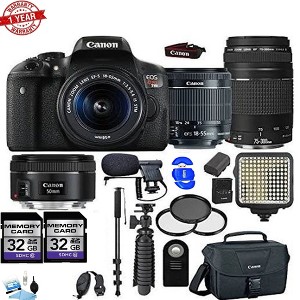 Canon EOS Rebel T6i/800D DSLR Camera with 18-55mm |EF 75-300mm III Telephoto Lens|EF 50mm f/1.8 STM Lens and Accessory Bundle - 1 of 4