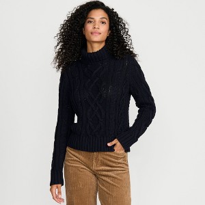 Lands' End Women's Drifter Cable Turtleneck Sweater - 1 of 4