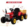 12V Kids Battery Powered Electric Tractor with Trailer, Ride On Car w/Remote Control, 7-LED Headlights, for Kids 3-6 Years - 2 of 4