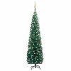 vidaXL Slim Artificial Christmas Tree - LED Lit, with Ball Set, Green, 82.7" - Reusable PVC Holiday Decor with Sturdy Steel Stand - 2 of 4