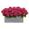 Nearly Natural 18-in Geranium Artificial Plant in Stone Planter UV Resistant (Indoor/Outdoor), Red - 3 of 3