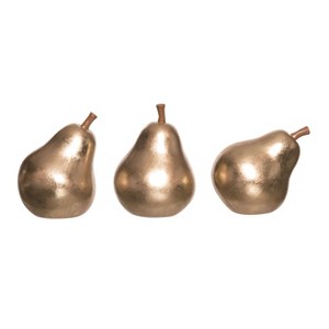 Transpac Resin Gold Pear Figurine Set of 3 Christmas Home Decorations - 1 of 1