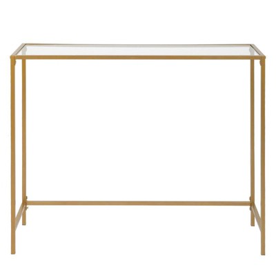 100cm Long Single Row Single Layer Glass Iron Frame 100*35*80cm Transparent Glass Golden Frame Entrance Table