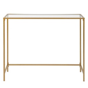 100cm Long Single Row Single Layer Glass Iron Frame 100*35*80cm Transparent Glass Golden Frame Entrance Table - 1 of 4