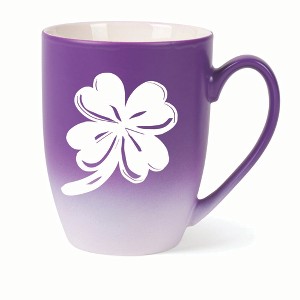 Elanze Designs Irish Four Leaf Clover Two Toned Ombre Matte 10 ounce New Bone China Coffee Tea Cup Mug, Purple and White - 1 of 4