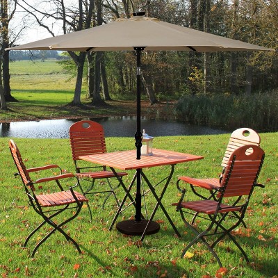 Beige 9FT Solar LED Patio Umbrella with Steel Frame