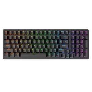RISOKEYS 100 Keys Mechanical Keyboard Wired Backlight Keyboard Customized E-sports Office Game Computer Keyboard Metal Panel (Black, blue bearings) - 1 of 4