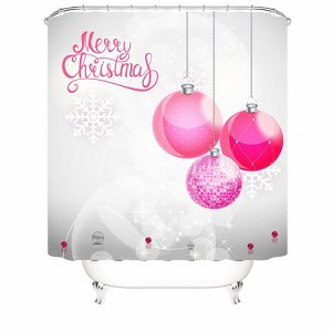 Merry Christmas Pink Lights Shower Curtains for Bathroom Waterproof Fabric Bath Curtain Durable Soft Stylish Bathroom Decor 72x72 Inch - 1 of 1