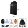 HOMLUX 43" Larget Garment Storage Bags with Extra Shoe Bag for Suit Travel Hanging Clothes, Black - 2 of 4