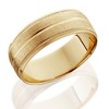 Pompeii3 9mm 14K Yellow Gold Mens Brushed Double Line Mens Wedding Band 9mm Ring - 2 of 3