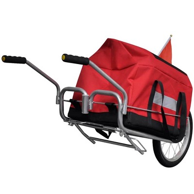 Red Polyester One-Wheel Bike Cargo Trailer with Storage Bag