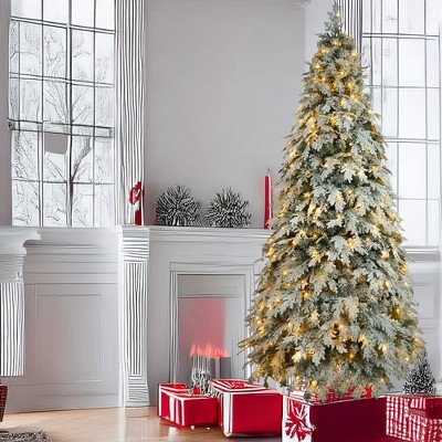 NicBex 7.5ft Prelit Snow Flocked Artificial Christmas Tree with 1200 Branch Tips and 400 LED Lights for Decorations, White