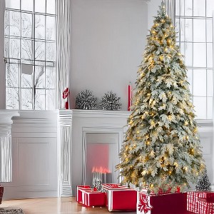 NicBex 7.5ft Prelit Snow Flocked Artificial Christmas Tree with 1200 Branch Tips and 400 LED Lights for Decorations, White - 1 of 4