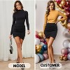 EXLURA Women's Bodycon Ruched Tulip Mini Skirt Elastic High Waist Asymmetrical Short Skirt - 2 of 4