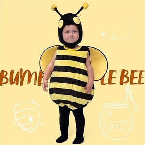 Joyfy Halloween Baby Bumble Bee Costume Set, Infant Boys Girls Bee Costume Outfits with Jumpsuit& Hood& Wings for Dress Up Party - 1 of 4