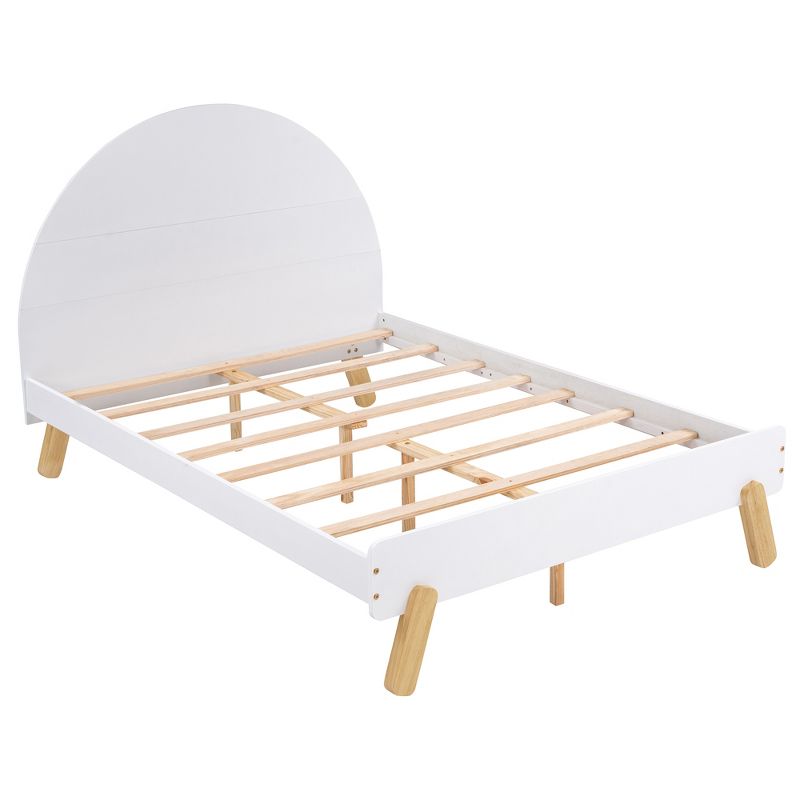 Wooden Platform Bed With Curved/Unicorn Shape Headboard-ModernLuxe, 5 of 11