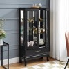 Elegant Lighted Glass Curio Display Cabinet - Wooden Frame Storage for Living Room, Kitchen & Pantry - Ideal for Wine, Toys & Collectibles - Black - 2 of 4