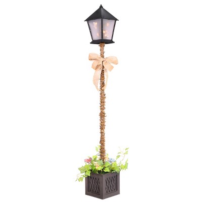 Barton Living 5ft Light Post Christmas Decoration w/Planter Battery Powered Outdoor X-mas