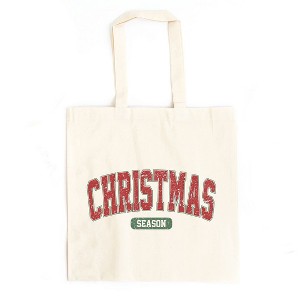 City Creek Prints Varsity Christmas Season Canvas Tote Bag - 15x16 - Natural - 1 of 2