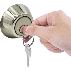 J&V TEXTILES Single Cylinder Deadbolt in Satin Nickel - 1 of 3