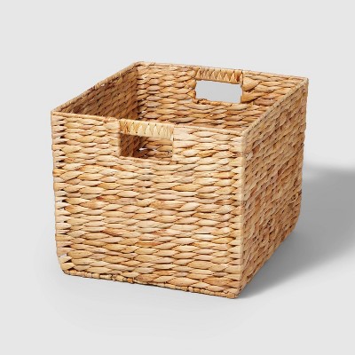 Large Woven Water Hyacinth Milk Crate - Brightroom™: Handwoven Decorative Storage Basket, Fits 13" Cube System