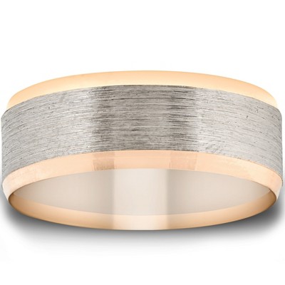 Pompeii3 14k White & Yellw Gold Two Tone 7.5mm Matte Finish Mens Wedding Band