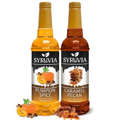 Syruvia Variety Pack - Pumpkin Spice & Caramel Pecan Syrup 25.4 Fl oz (2-Pack)