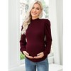 WhizMax Women's Knit Ribbed Maternity Top Mock Neck Long Sleeve Shirts Pregnant Ruched Tunic Pullover Sweater - 2 of 4