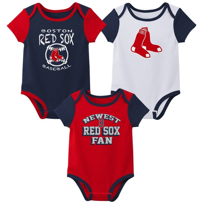 MLB Boston Red Sox Infant Boys&#39; 3pk Bodysuit, 1 of 5