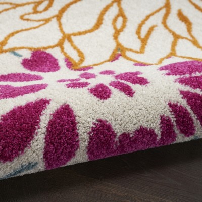 Handmade Off-White Floral Synthetic 8' x 10' Rug