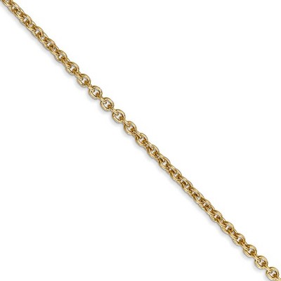 Black Bow Jewelry 2.2mm, 14k Yellow Gold, Solid Cable Chain Necklace
