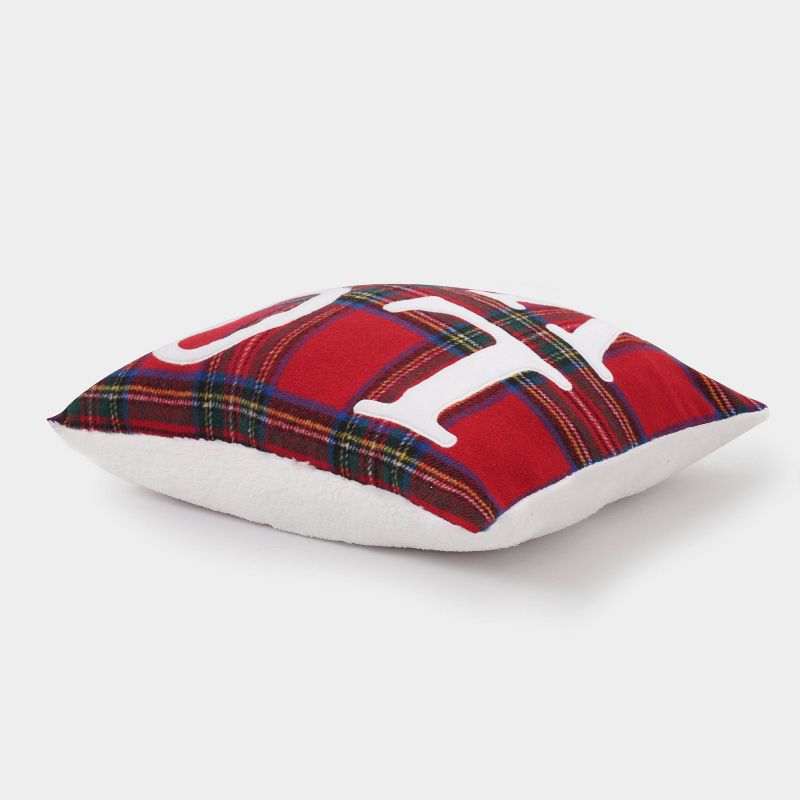 18&#34;x18&#34; &#39;Love&#39; Plaid Square Throw Pillow Scarlet - Evergrace, 4 of 8