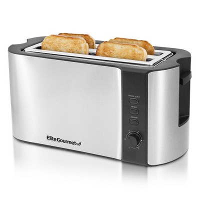 Elite Gourmet 4 Slice Long Slot Toaster with Extra Wide Slots (stainless steel)
