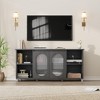 Homhougo Modern Open Rainbow Glass TV Cabinet Stand for 60/65/70 Inch TV, Media Console Cabinet with 2 Corrugated Glass Doors Black - 3 of 4