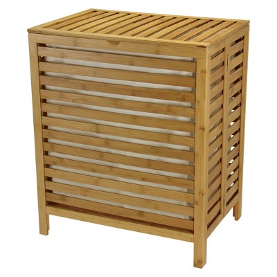 Household Essentials Bamboo Open Slat Laundry Hamper with Removable Bag Natural