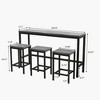 KWPZQEB Long Bar Table Set with 3 Stools, Modern Design Kitchen Dining Table, Industrial Tall Coffee Table and Stools for Party Room, Small Space, Pub - 4 of 4