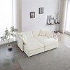 Dexmallle Upholstered 2 Seater Sofa and 2 Ottomans,White - 3 of 4