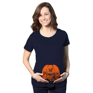 Maternity Lil Pumpkin Pie Pregnancy T Shirt Cute Thanksgiving Tee For Mom To Be - Crazy Dog Maternity T Shirt - 1 of 4